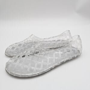Jeffrey Campbell Jellz Slip-On Flat Shoes Women's Clear Silver Size US8 EU39